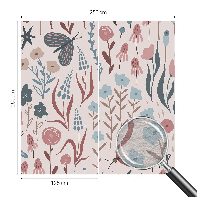 Papel de parede decorativo Flores insetos