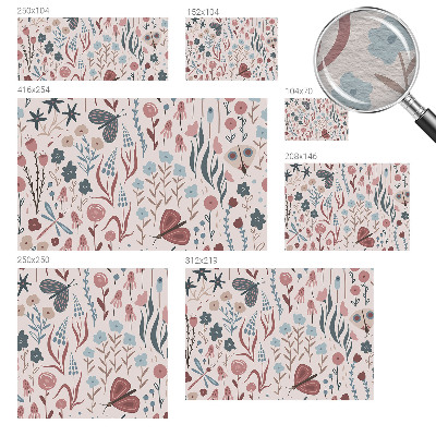 Papel de parede decorativo Flores insetos