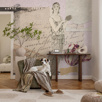 Papel de parede para sala Colagem nostálgica