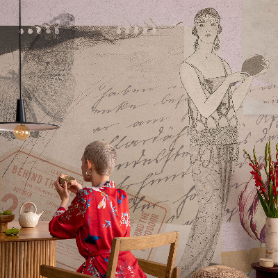 Papel de parede para sala Colagem nostálgica