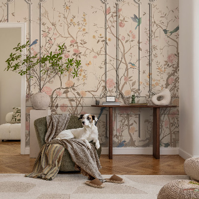 Fotomural Pássaros e flores