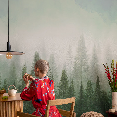 Mural de fotos na parede Lobo na floresta