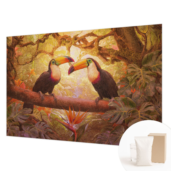 Papel de parede decorativo tucanos coloridos