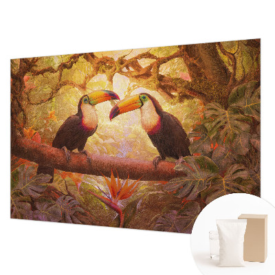 Papel de parede decorativo tucanos coloridos