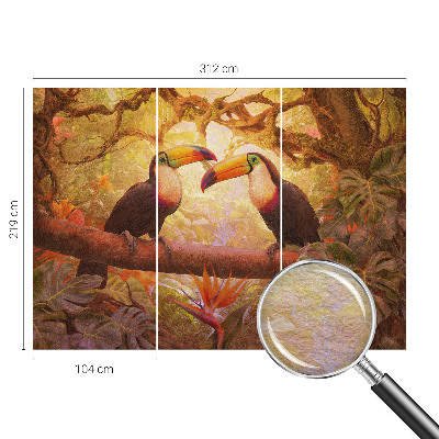 Papel de parede decorativo tucanos coloridos