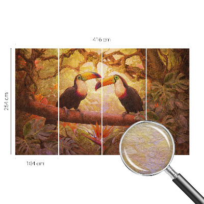 Papel de parede decorativo tucanos coloridos