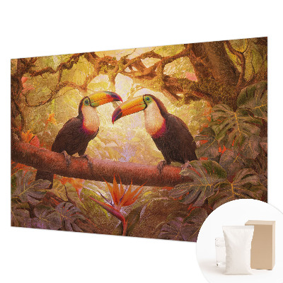 Papel de parede decorativo tucanos coloridos