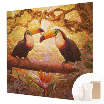 Papel de parede decorativo tucanos coloridos