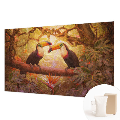 Papel de parede decorativo tucanos coloridos