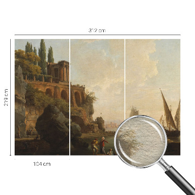 Mural de fotos na parede paisagem marítima