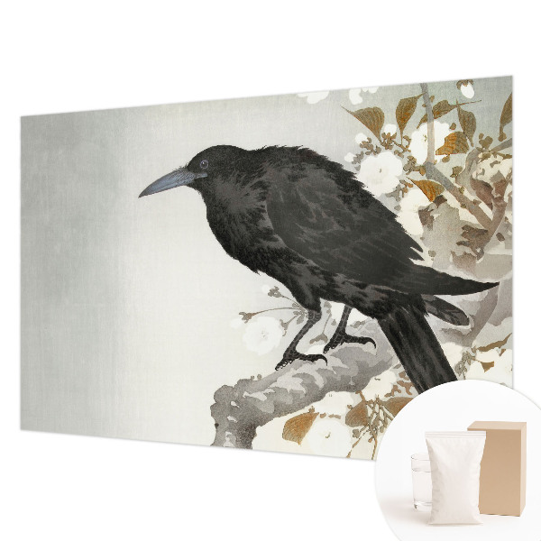 Papel de parede para sala Corvo nas flores