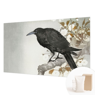 Papel de parede para sala Corvo nas flores