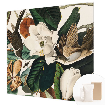 Mural fotográfico pássaros magnólias