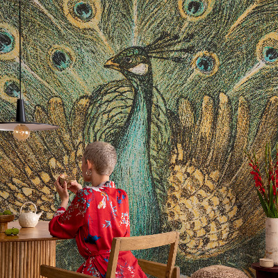 Mural de fotos na parede Pavão majestoso