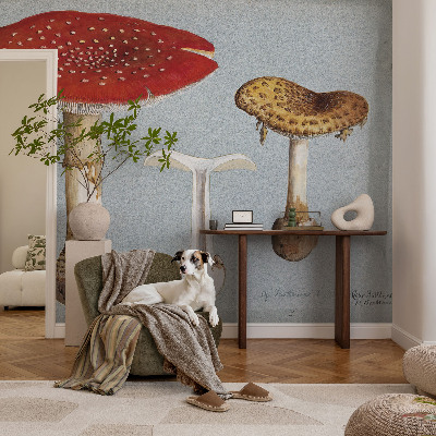 Papel de parede gravuras de cogumelos