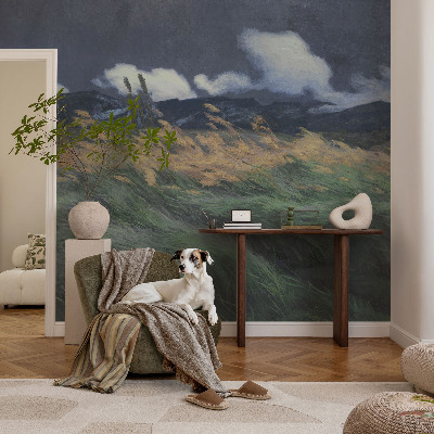 Mural de fotos na parede Grama soprada