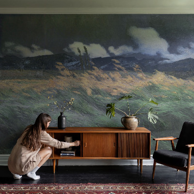 Mural de fotos na parede Grama soprada