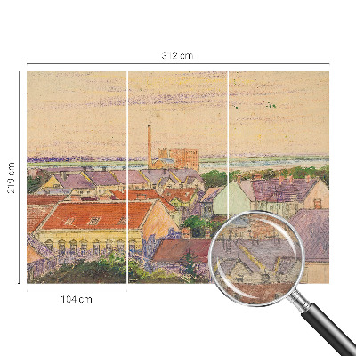 Papel de parede para sala telhados urbanos