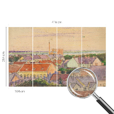 Papel de parede para sala telhados urbanos