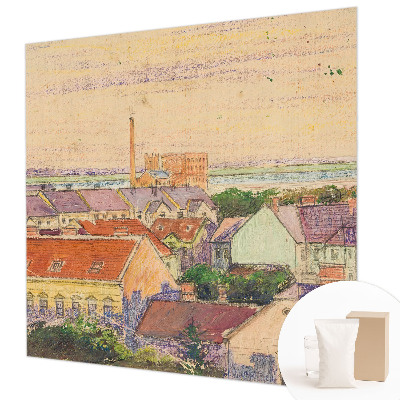 Papel de parede para sala telhados urbanos