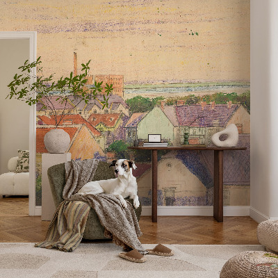 Papel de parede para sala telhados urbanos