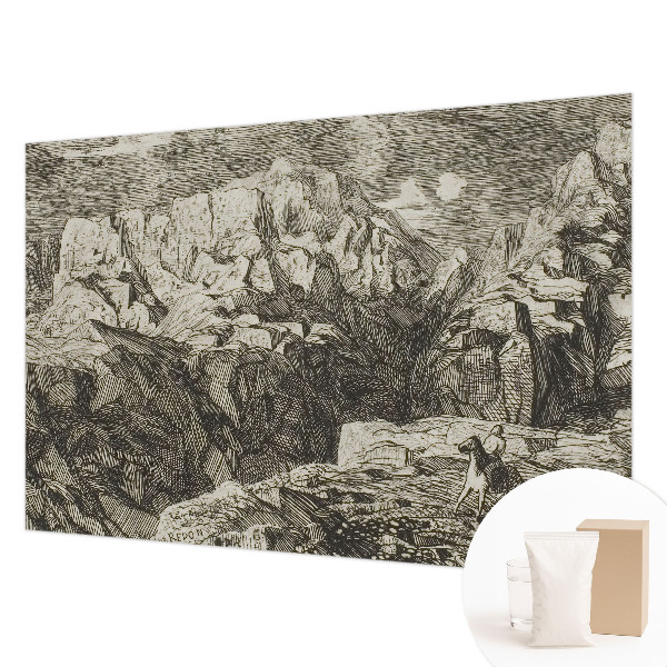 Papel de parede decorativo paisagem montanhosa