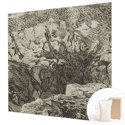 Papel de parede decorativo paisagem montanhosa