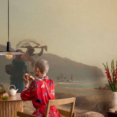 Mural de fotos na parede Um passeio à beira-mar