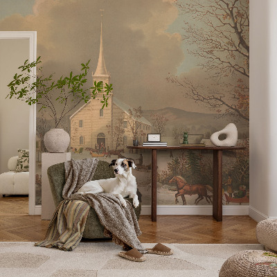 Papel de parede para sala Paisagem de inverno