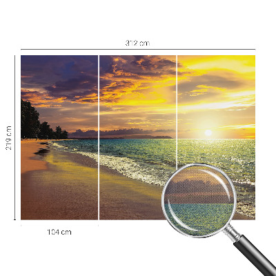 Papel de parede para criança com estampa de praia ao pôr do sol