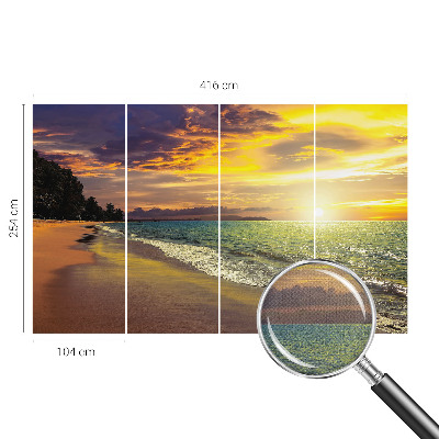 Papel de parede para criança com estampa de praia ao pôr do sol