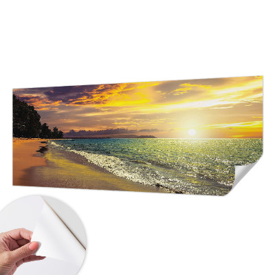 Papel de parede para criança com estampa de praia ao pôr do sol