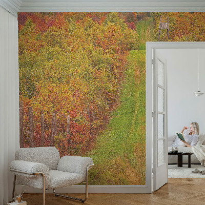 Papel de parede autocolante para quarto com estampa em tons de outono