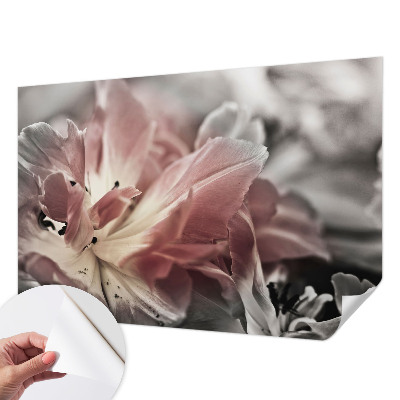Papel de parede autocolante para sala com motivo de flores em tons pastel
