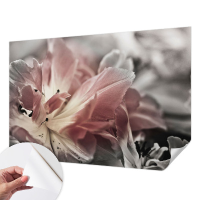 Papel de parede autocolante para sala com motivo de flores em tons pastel