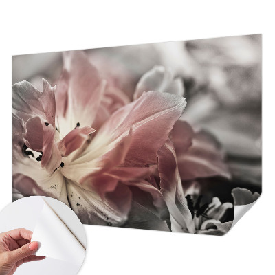 Papel de parede autocolante para sala com motivo de flores em tons pastel