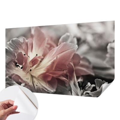 Papel de parede autocolante para sala com motivo de flores em tons pastel