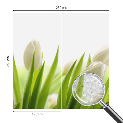Papel de parede autocolante para quarto com estampa de tulipas brancas