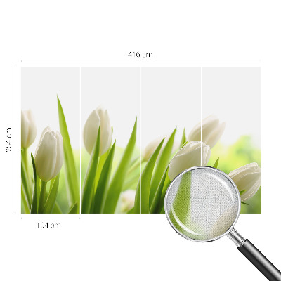 Papel de parede autocolante para quarto com estampa de tulipas brancas