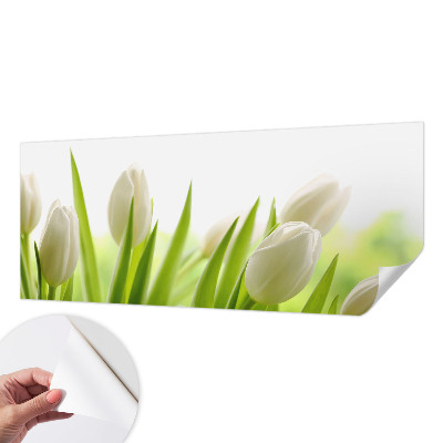 Papel de parede autocolante para quarto com estampa de tulipas brancas