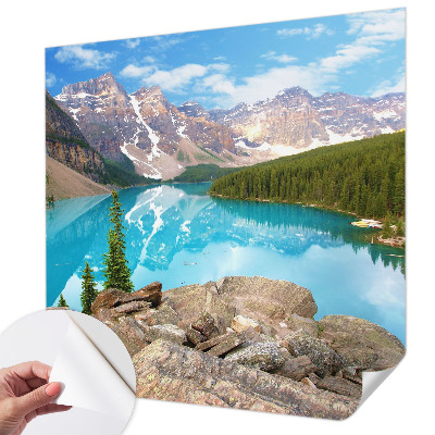 Papel de parede autocolante com motivo de lago azul