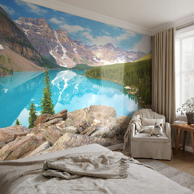 Papel de parede autocolante com motivo de lago azul
