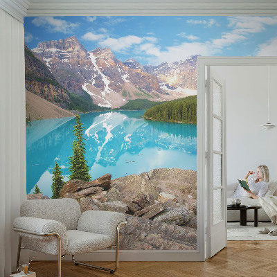 Papel de parede autocolante com motivo de lago azul