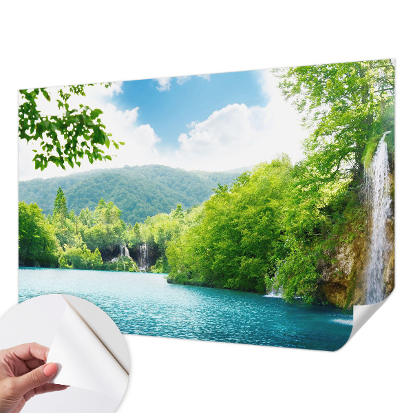 Papel de parede autocolante para sala com estampa de cachoeira natural