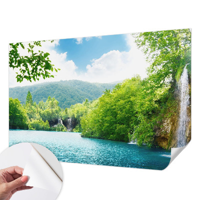 Papel de parede autocolante para sala com estampa de cachoeira natural