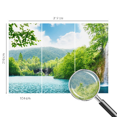 Papel de parede autocolante para sala com estampa de cachoeira natural