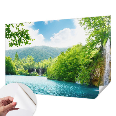 Papel de parede autocolante para sala com estampa de cachoeira natural