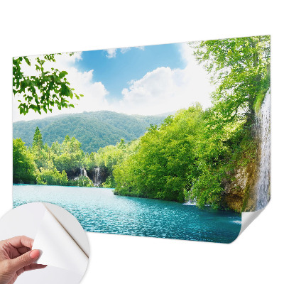 Papel de parede autocolante para sala com estampa de cachoeira natural