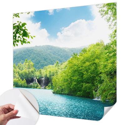 Papel de parede autocolante para sala com estampa de cachoeira natural