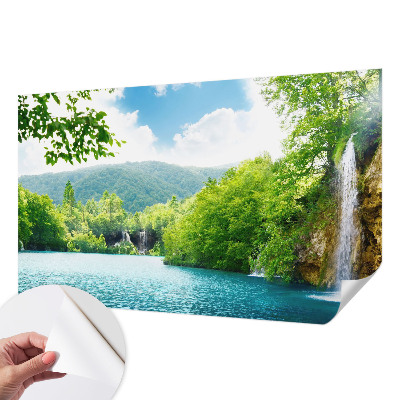 Papel de parede autocolante para sala com estampa de cachoeira natural
